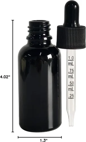 Vista 8 de Botella con cuentagotas de vidrio negro de 1 oz, paquete de 12 botellas de vidrio negro de 1.0 fl oz con cuentagotas de vidrio, para aceites