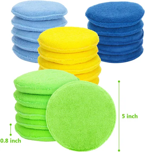 Vista 3 de 20 almohadillas aplicadoras de cera de microfibra para autos, almohadillas de espuma a granel de 5 pulgadas de diámetro, almohadillas redondas
