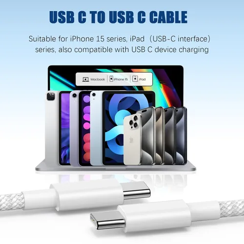 Vista 7 de Cable de carga USB C para iPhone 15 de 10 pies, paquete de 2 cables de carga larga tipo C a tipo C para Apple iPhone 15 Plus15 Pro Max, iPad Pro