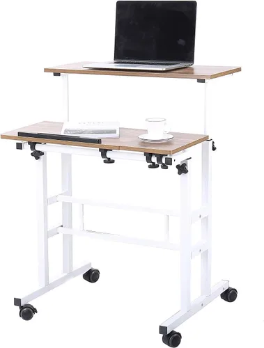 Vista 8 de soges Escritorio de pie con ruedas ajustable en altura, escritorio móvil para computadora de pie de 31.5 pulgadas, soporte superior inclinable