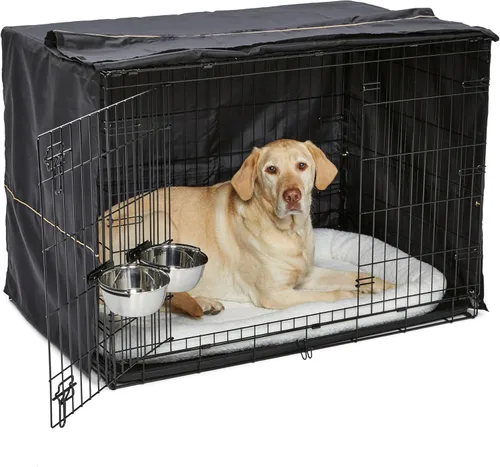 Kit de Inicio MidWest Homes for Pets Double Door iCrate, Paquete de Jaula para Perros Grandes de 42 Pulgadas, Incluye Jaula, Cama para Mascotas, 2