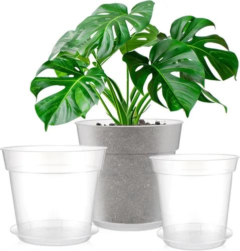 Vista 8 de Baderke 3 Pack Clear Nursery Pot,9.25 Inches