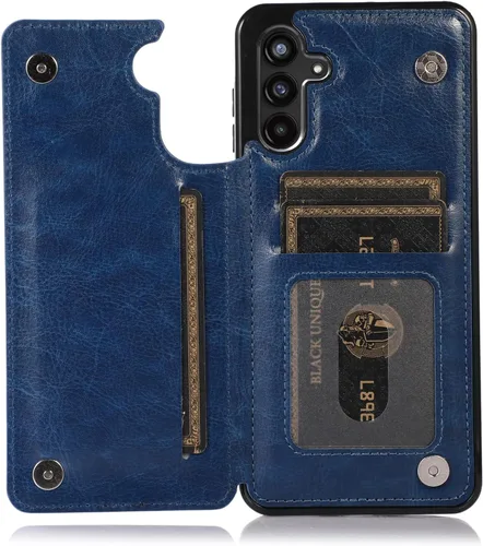 Vista 14 de UEEBAI Funda para Samsung Galaxy A13 5G/A04s, Funda de cuero PU de lujo con [dos cierres magnéticos] [ranuras para tarjetas] Función de atril