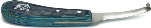 Equine Care Cuchillo de pezuña para zurdos – Hoja estrecha de acero inoxidable J2 afilada, mango ergonómico antideslizante | Herramienta profesional