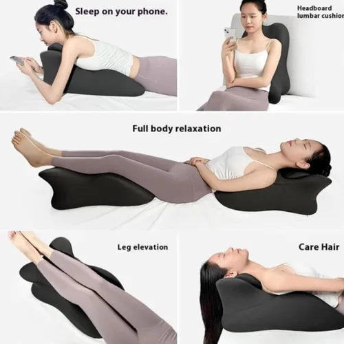Vista 5 de Almohada ergonómica multiusos de cuña para parejas con puntos de masaje, espuma de alta densidad, funda extraíble, soporte para espalda, cintura