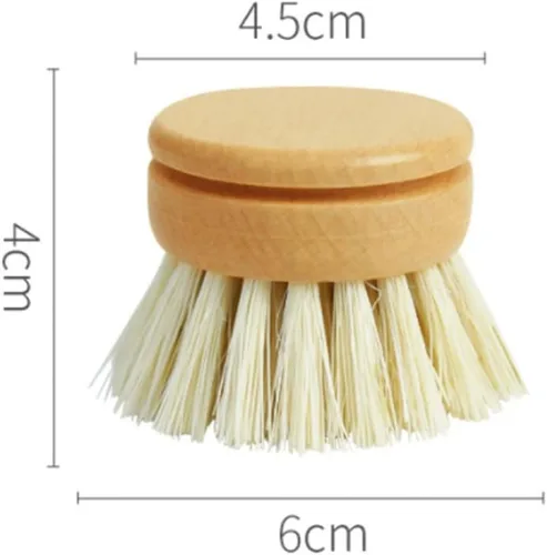 Vista 2 de Cepillo de bambú para fregar, respetuoso con el medio ambiente, cabezales de repuesto, 5 piezas de sisal natural, cáñamo y madera de haya, cepillos