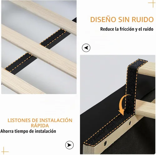 Vista 8 de PaPaJet Marco de cama de terciopelo King con cabecera de ala de 49.2 Negro