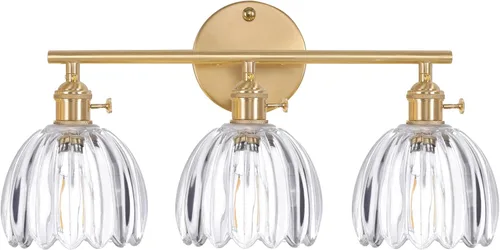 Vista 15 de Shenmoyl Lámparas de baño, lámpara de pared de 2 luces para tocador sobre espejo con pantalla de vidrio tulipán blanco para dormitorio, sala