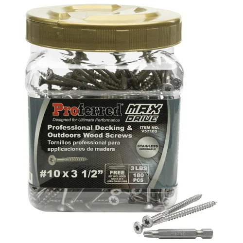 Vista 15 de Proferred Tornillos de madera profesionales para terrazas y exteriores, revestimiento SKT® de bronce - Spray de sal de 1500 horas, #8 X 2, 6 lóbulos
