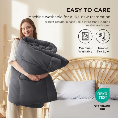 Vista 4 de Bedsure Juego de edredón gris tamaño Queen y funda de edredón bohemia con fundas de almohada, ropa de cama para todas las estaciones