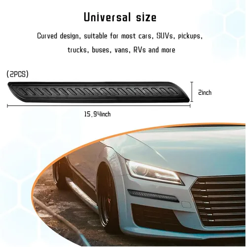 Vista 2 de 2 piezas de tiras antiarañazos para parachoques de coche, protector de esquinas delanteras y traseras, protector de parachoques de goma