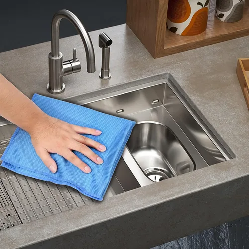 Vista 4 de Paño de limpieza de microfibra grande de 20 x 16 pulgadas para pulir acero inoxidable a un brillo perfecto, no requiere detergente de limpieza