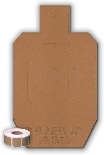 Vista 22 de Objetivos oficiales de cartón USPSA/IPSC, objetivo de torso para competición, objetivo de tiro de silueta, objetivos de cartón. Fabricado en EE. UU