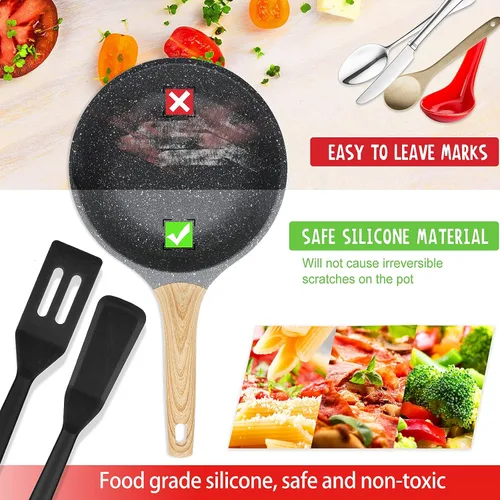 Vista 3 de Juego de 2 mini espátulas de silicona, cortador de brownies, espátula pequeña para servir galletas, panqueques, sartenes, utensilios de cocina