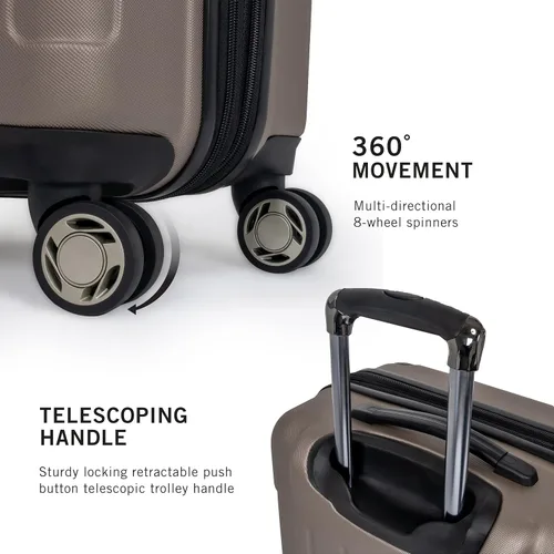 Vista 4 de Kenneth Cole - Juego de maletas para equipaje Reaction Renegade de 16 lateral rígido con 4 ruedas palanca deslizable Champán 5708133C