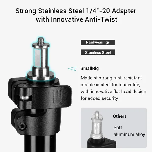 Vista 5 de SMALLRIG Soporte de luz para fotografía de 110 pulgadas/9.2 pies/280cm, soporte de trípode de aluminio acolchado con aire con tornillo de 1/4