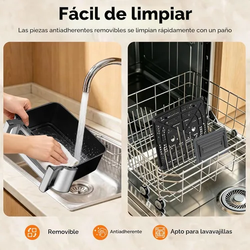 Vista 8 de Emphsism - Freidora de aire grande de doble zona de 12 cuartos de galón con divisor extraíble, 1 Mega Zone de 12 cuartos de galón o 2 zonas