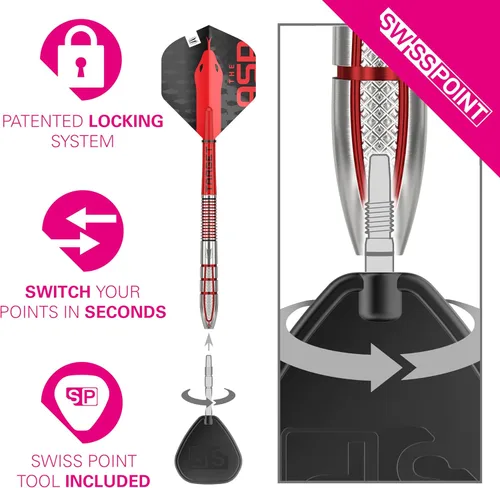 Vista 4 de Target Darts Nathan Aspinall Gen 2 - Juego de dardos de punta de acero con punta de acero (95% tungsteno)
