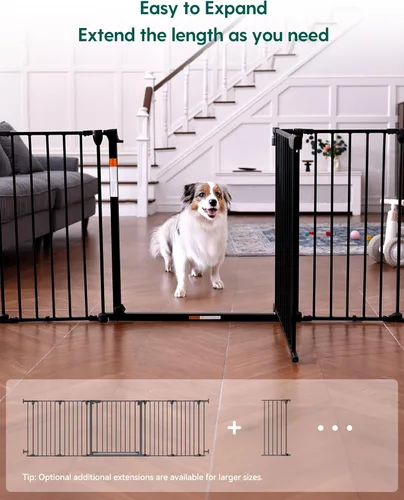 Vista 9 de Babelio Puerta de bebé extra ancha de 72 pulgadas, valla de perro de 30 pulgadas de alto con cierre automático para escaleras, puertas de cocina