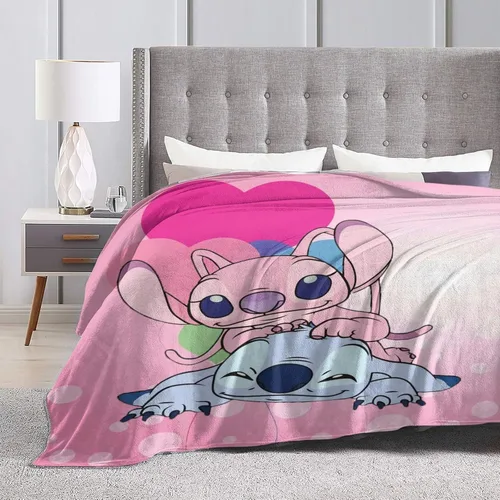 Vista 4 de Stitch and Angel Blanket Soft Cozy Fleece Throw Blanket Plush Lightweight Warm Fuzzy Flannel Blankets and Throws for Boys Girls Couch Sofa Bed