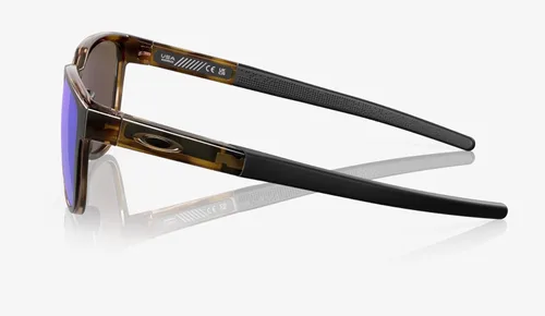 Vista 4 de Oakley Actuator - Gafas de sol marrón mate con lente polarizada Prizm Sapphire de 2.244 in + estuche rígido, Tortuga marrón mate