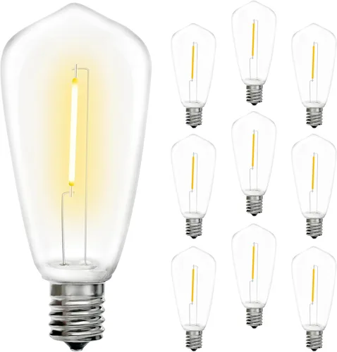 Vista 10 de SUNSGNE Paquete de 10 bombillas de repuesto ST38, bombillas LED de repuesto de 0.6 W para cadena de luces al aire libre, bombillas de cadena de base