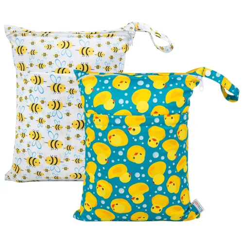 Vista 28 de ALVABABY 3 bolsas de pañales de tela para bebé de Halloween, impermeables, reutilizables, con dos bolsillos con cremallera, para viajes, playa