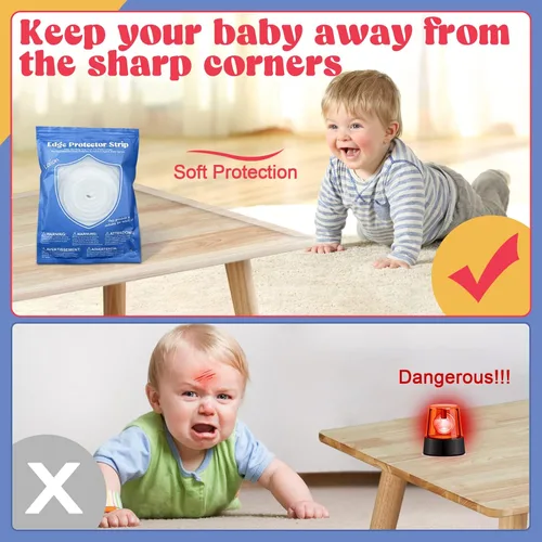 Vista 7 de Protector de bordes 100% silicona, protectores de esquinas suaves para niños, a prueba de bebés, protector de borde adhesivo de 3.3 pies