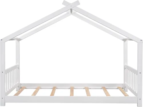 Vista 12 de Harper & Bright Designs Cama de casa para niños, cama individual de madera con cabecera y estribo, marco de cama individual para niños pequeños