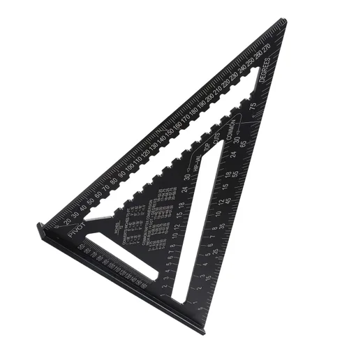 Bettomshin 1 pieza de aleación de aluminio cuadrado de 12 pulgadas, cuadrado de carpintero triángulo negro, herramienta de medición de carpintero,