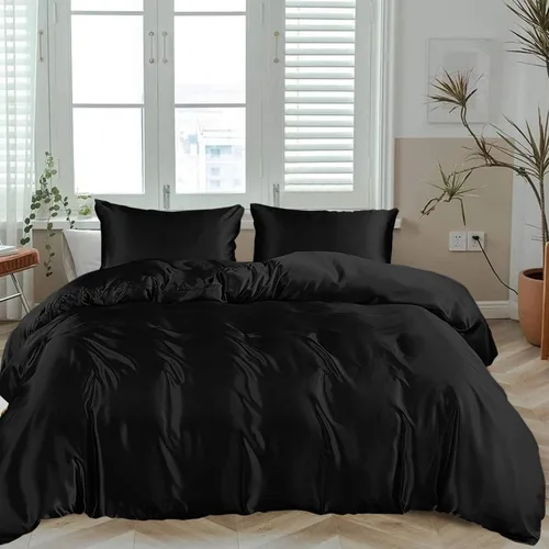 Vista 9 de Juego completo de ropa de cama Linenwalas de Tencel Lyocell con funda de edredón con bolsillo profundo, sábana bajera ajustada, viscosa hecha
