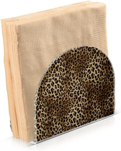 Vista 2 de Nander Servilleteros vintage con estampado de leopardo para cocina, elegantes servilleteros de papel con placa acrílica, dispensador de toallas