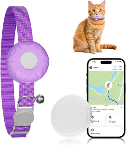 Vista 10 de Rastreador GPS para gatos, mini rastreador de gatos, rastreador de mascotas, sin tarifa mensual, compatible con Apple Find My(solo iOS)