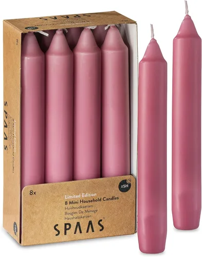 Paquete de 8 velas cónicas de color rosa rubor – Paquete de 8 velas de 6 pulgadas – Velas rosas sin perfume de 5 horas para el día de San Valentín,