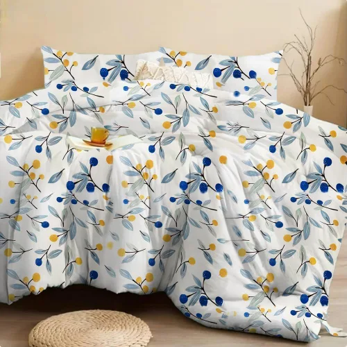 SDIII Juego de edredón floral azul de 3 piezas, tamaño Queen, microfibra suave y ligera, edredón floral azul, juego de ropa de cama de coqueta
