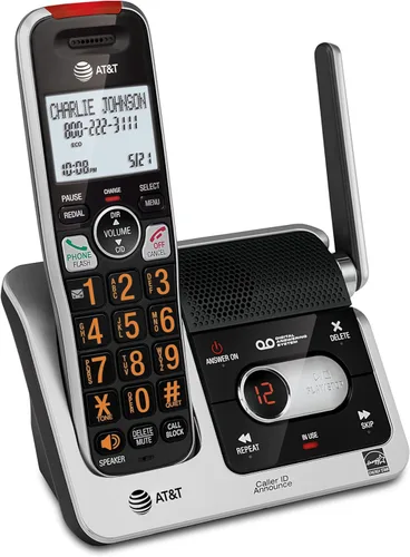 Vista 13 de AT&T BL102 DECT 6.0 Teléfono inalámbrico para el hogar con contestador, bloqueo de llamadas, locutor de identificación de llamadas, asistencia