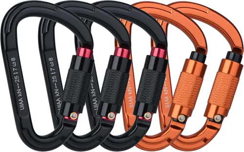 Vista 15 de FVW Mosquetones de bloqueo automático para escalada en roca, mosquetones profesionales de 25KN (5620 lbs) resistentes para rapel, columpio, rescate