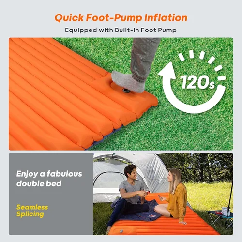 Vista 5 de Colchoneta de dormir para acampar de 4 pulgadas de grosor con correas internas, valor R 4.0 para 4 estaciones, colchón de aire al aire libre