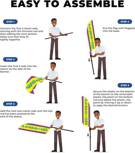 Vista 6 de DreamController - Bandera de plumas de alteraciones (11.5 pies x 2.5 pies) por DreamController para negocios al aire libre con poste adicional