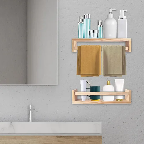 Vista 12 de Juego de 3 estantes de pared para cuarto de bebé, estantes de pared de madera natural para habitación de niños (32 pulgadas, juego de 3)