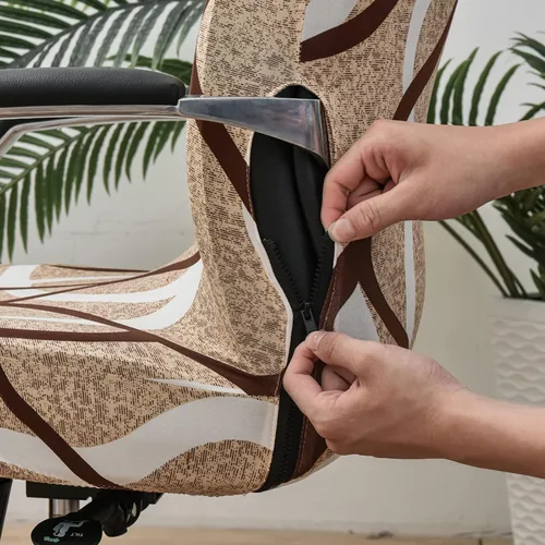 Vista 3 de Funda elástica para silla de oficina con cremallera, funda impresa para silla de computadora para silla con reposabrazos, universal, extraíble