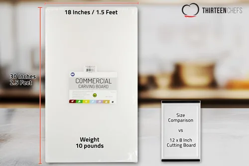 Vista 5 de Thirteen Chefs Tabla de cortar extra grande de 30 x 18 pulgadas para carnes, caza y pescado, plástico HDPP de 1/2 pulgada de grosor para servicio
