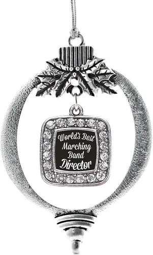 Vista 206 de Inspired Silver - Adorno de flor de iris - Adornos navideños con dije cuadrado de plata con joyas de circonita cúbica