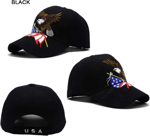 Vista 5 de FLYOUTH - Gorra de béisbol creativa con diseño de águila y bandera de Estados Unidos, gorra bordada con visera
