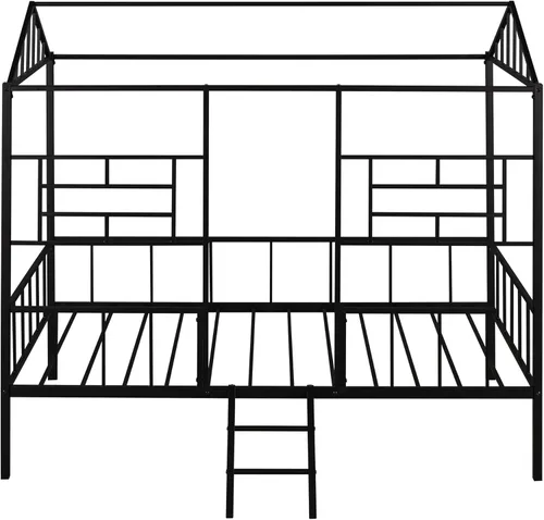 Vista 4 de Harper & Bright Designs Junoir - Cama tipo loft de metal tamaño individual para niños, cama baja con techo y escalera, cama tipo loft individual