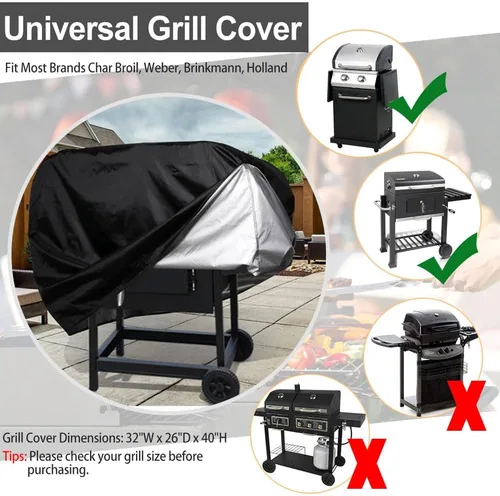Vista 6 de Cubierta para parrilla, cubiertas impermeables Oxford resistentes de 32 pulgadas para exterior, cubierta de barbacoa a gas UV resistente al polvo