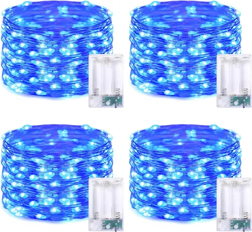 Vista 20 de JMEXSUSS Paquete de 4 unidades de 50 luces LED multicolor de hadas operadas por batería, cada una de 16 pies, luces de Navidad multicolor