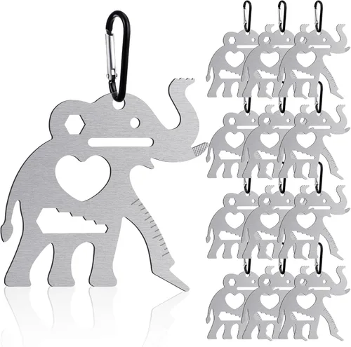 Vista 7 de Cholemy 12 piezas de herramientas de tarjetas de crédito, cartera multiherramienta Edc Gadget Amistad Bigfoot Sasquatch elefante regalo Mosquetones