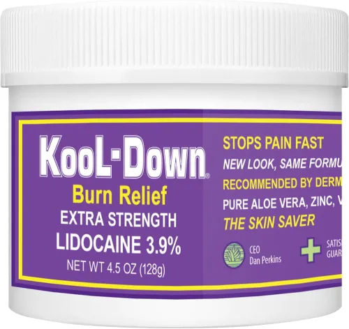 Crema adormecedora | Alivio de picazón, quemaduras y picaduras | Lidocaína de máxima fuerza | 4.5 onzas | Kool-Down
