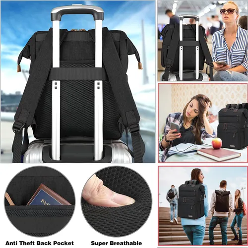 Vista 6 de Mochila de Ganchillo, Mochila de Bolsa de Tejer Organizador de Almacenamiento de Hilo Bolsa de Ganchillo de Viaje con Puerto de Carga USB, Bolsa